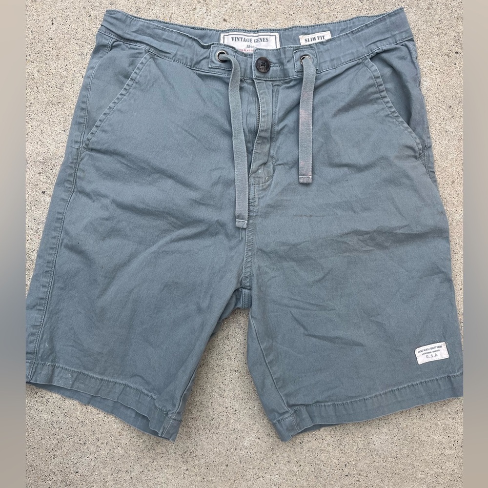 Men’s Vintage Genes Shorts Gray Solid 34 Climb Hike Outdoor BLEACHED Casual Slim